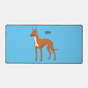 Pharaoh hound dog cartoon illustration desk mat