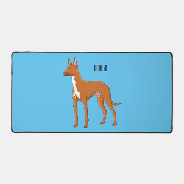 Pharaoh hound dog cartoon illustration  desk mat (Front)