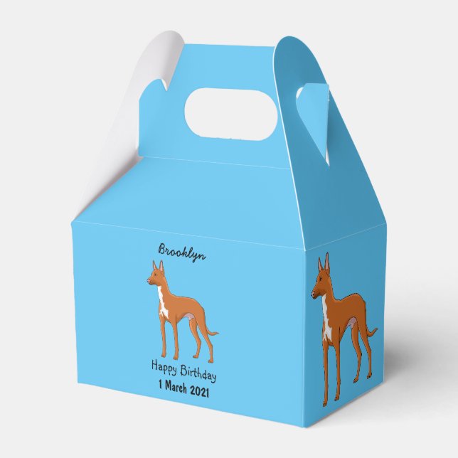 Pharaoh hound dog cartoon illustration favour box (Front Side)