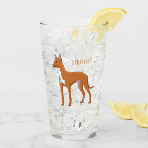 Pharaoh hound dog cartoon illustration glass