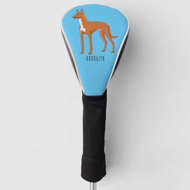 Pharaoh hound dog cartoon illustration golf head cover (Front)