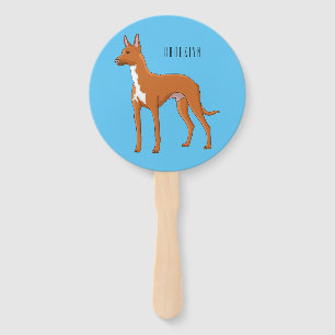 Pharaoh hound dog cartoon illustration hand fan