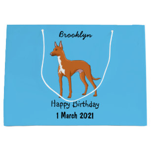 Pharaoh hound dog cartoon illustration large gift bag