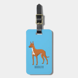 Pharaoh hound dog cartoon illustration luggage tag