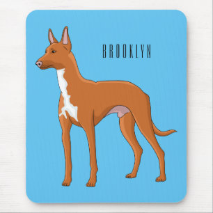 Pharaoh hound dog cartoon illustration mouse pad