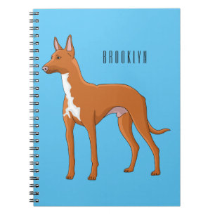 Pharaoh hound dog cartoon illustration notebook