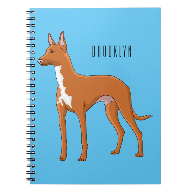 Pharaoh hound dog cartoon illustration notebook (Front)