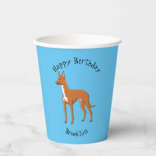 Pharaoh hound dog cartoon illustration paper cups