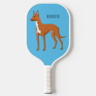 Pharaoh hound dog cartoon illustration pickleball paddle