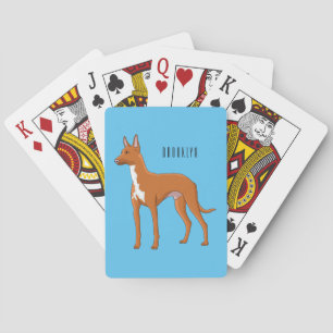 Pharaoh hound dog cartoon illustration playing cards