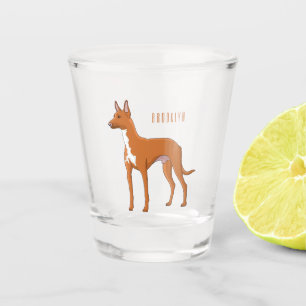 Pharaoh hound dog cartoon illustration  shot glass