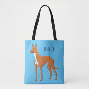 Pharaoh hound dog cartoon illustration tote bag