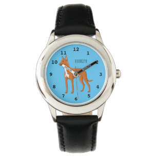 Pharaoh hound dog cartoon illustration watch