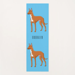 Pharaoh hound dog cartoon illustration yoga mat