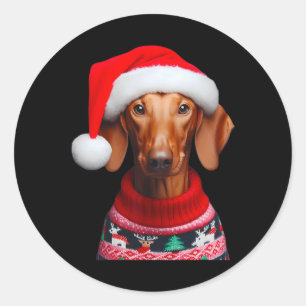 Pharaoh Hound Dog With Santa Hat Christmas Xmas Ow Classic Round Sticker