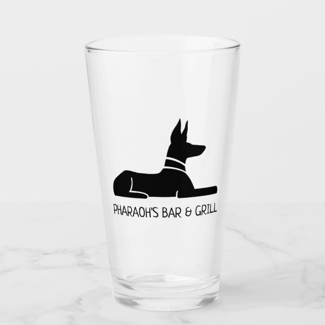 Pharaoh Hound Hieroglyph Dog Personalised Glass (Front)