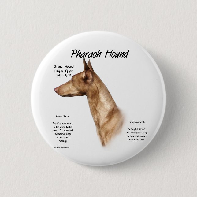 Pharaoh Hound History Design 6 Cm Round Badge (Front)