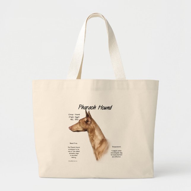 Pharaoh Hound History Design Large Tote Bag (Front)