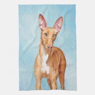 Pharaoh Hound Painting - Cute Original Dog Art Tea Towel