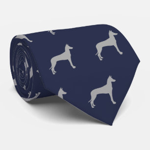 Pharaoh Hound Silhouettes Pattern Blue and Grey Tie