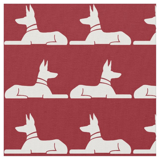 Pharaoh Hounds Pattern Red Fabric (Close Up)