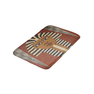 Pharaoh King Tut Black Brown Tan Crochet Print on Bath Mat