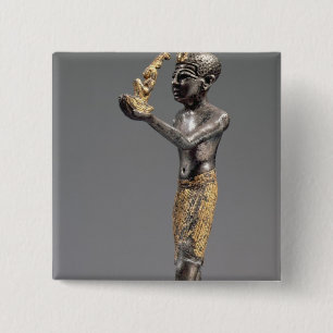 Pharaoh making an offering before the Goddess Maat 15 Cm Square Badge