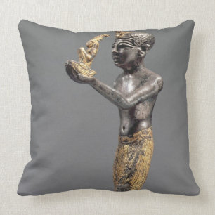 Pharaoh making an offering before the Goddess Maat Cushion