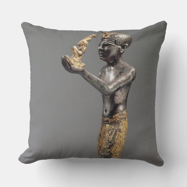 Pharaoh making an offering before the Goddess Maat Cushion (Front)
