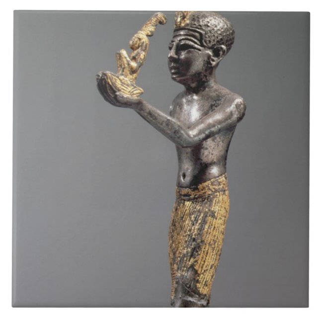 Pharaoh making an offering before the Goddess Maat Tile (Front)