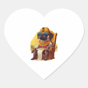 Pharaoh Pug – Ancient Egypt Dog Heart Sticker
