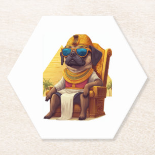 Pharaoh Pug � Ancient Egypt Dog Paper Coaster
