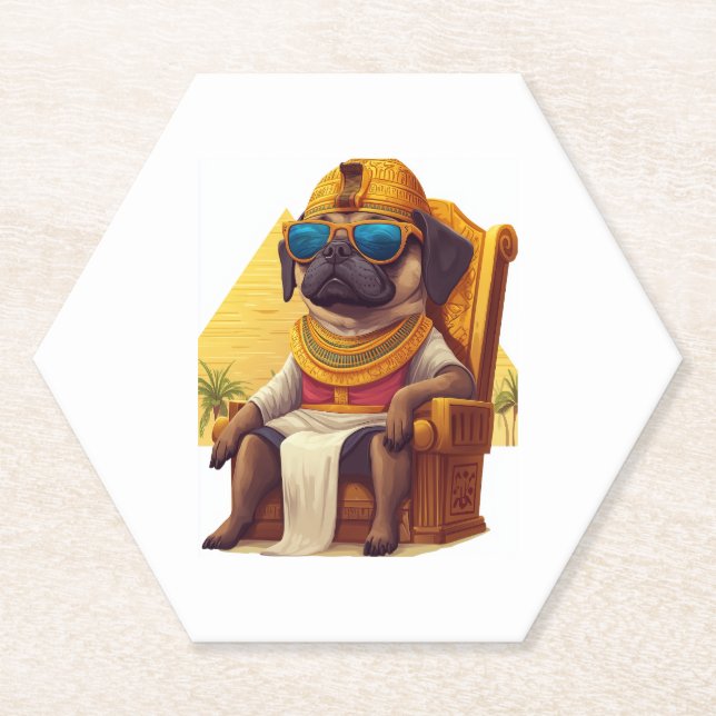Pharaoh Pug � Ancient Egypt Dog Paper Coaster (Front)