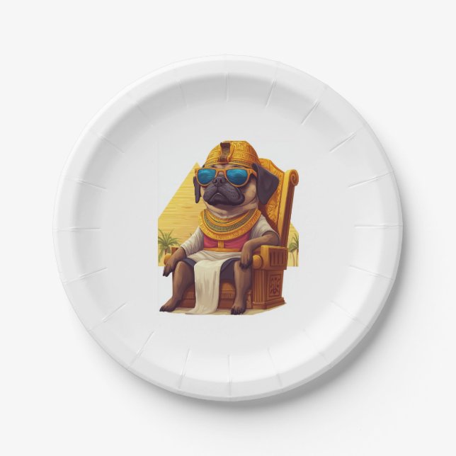 Pharaoh Pug � Ancient Egypt Dog Paper Plate (Front)