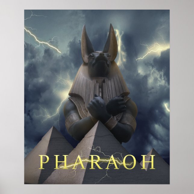 Pharaoh | Pyramids | Golden thunder | Digital art Poster (Front)
