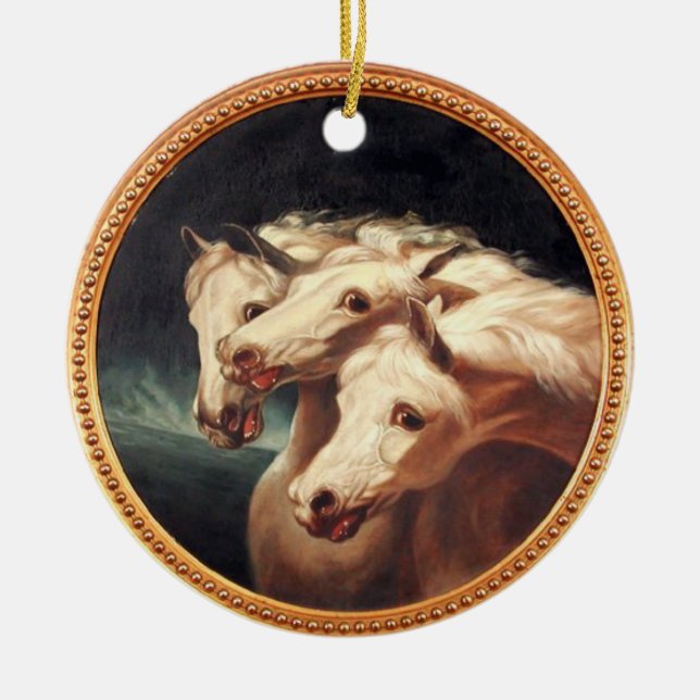 Pharaoh’s Chariot Horses Ceramic Tree Decoration (Front)