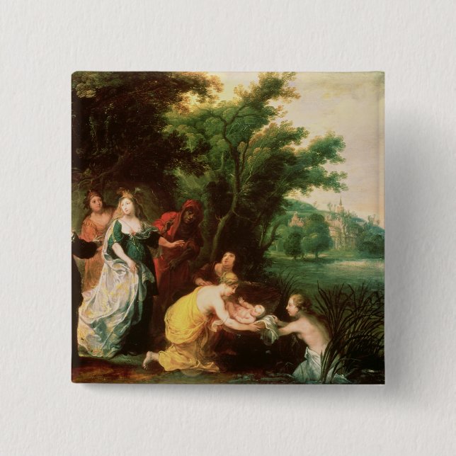 Pharaoh's Daughter Discovering Moses 15 Cm Square Badge (Front)