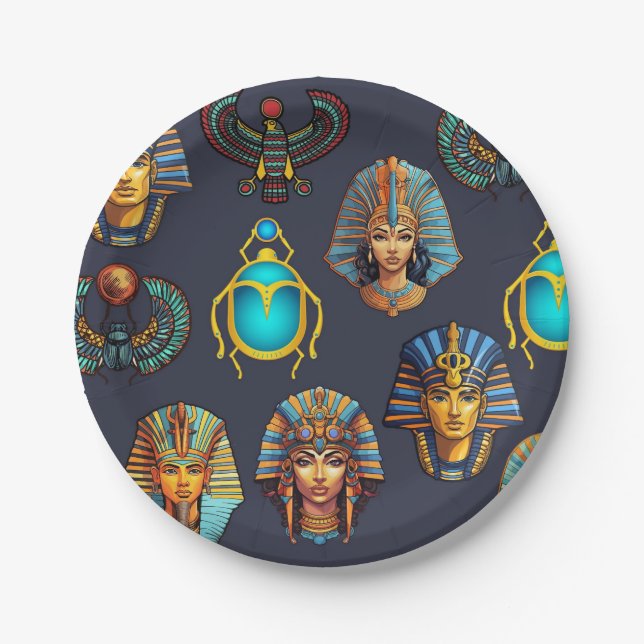 Pharaoh's Legacy: Antique Egyptian Patterns  Paper Plate (Front)