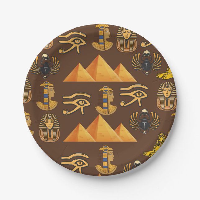 Pharaoh's Legacy: Antique Egyptian Patterns  Paper Plate (Front)