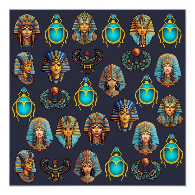 "Pharaoh's Legacy: Antique Egyptian Patterns  Poster (Front)