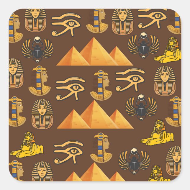 Pharaoh's Legacy: Antique Egyptian Patterns  Square Sticker (Front)