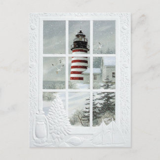 Phare sous la neige postcard