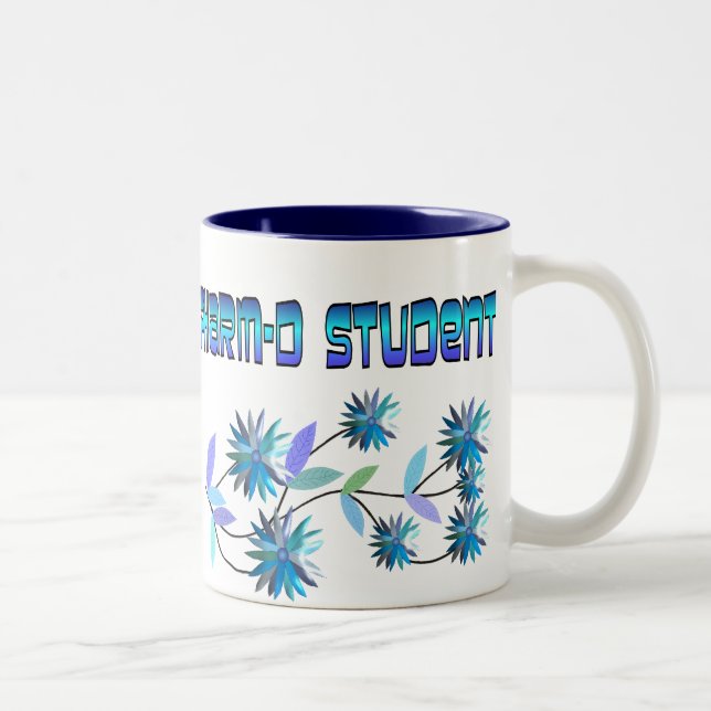 Pharm D Student Blue Flowers Design Two-Tone Coffee Mug (Right)