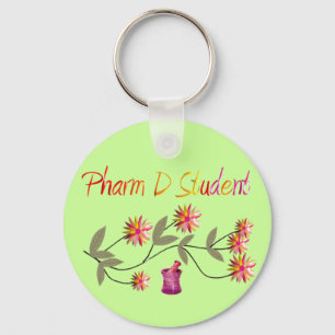Pharm D Student Floral Design Key Ring