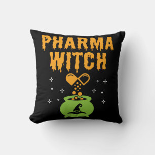 Pharma Witch Pharmacist Halloween Pharmacy Tech Cushion