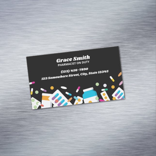 Pharmacist Black Magnetic Business Card (In Situ)