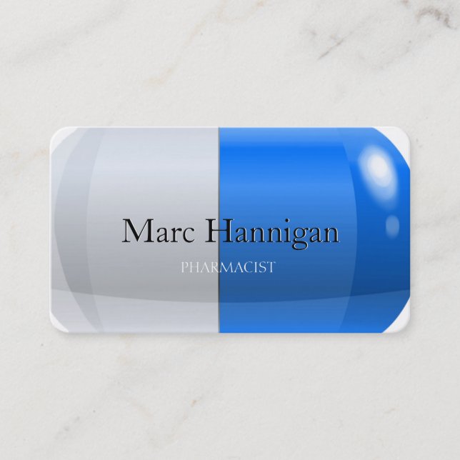 PHARMACIST - blue pill pharmacy Business Card (Front)