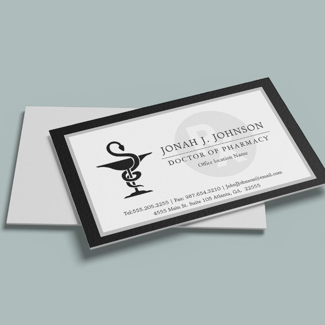 Pharmacist | Bowl of Hygenia Symbol | Black Border Business Card (Creator Uploaded)