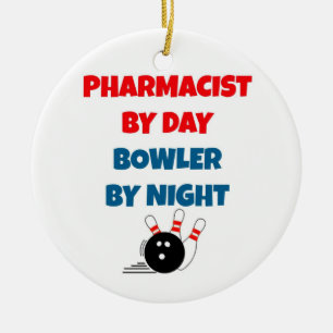 Pharmacist by Day Bowler by Night Ceramic Tree Decoration