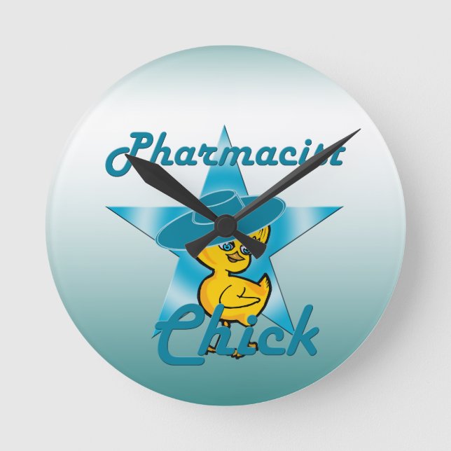 Pharmacist Chick #7 Round Clock (Front)